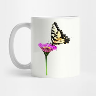 Zinnias - Tiger Swallowtail on Pink Zinnia Mug